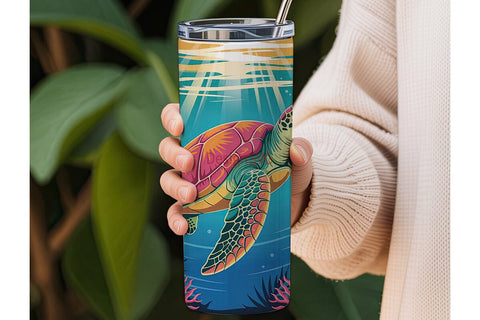 Tropical Sea Turtle 20oz Tumbler Wrap Sublimation DesignSVG 