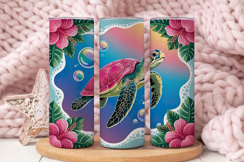 Tropical Sea Turtle 20oz Tumbler Wrap Sublimation DesignSVG 
