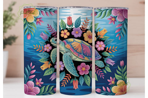 Tropical Sea Turtle 20oz Tumbler Wrap Sublimation PixelChick 