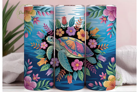 Tropical Sea Turtle 20oz Tumbler Wrap Sublimation PixelChick 