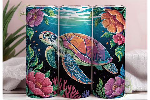Tropical Sea Turtle 20oz Tumbler Wrap Sublimation PixelChick 
