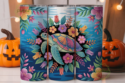 Tropical Sea Turtle 20oz Tumbler Wrap Sublimation PixelChick 