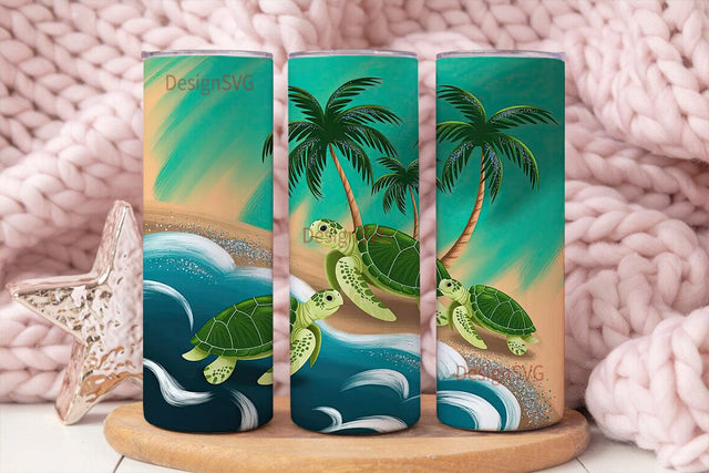 Tropical Sea Turtle Beach 20oz Tumbler Sublimation DesignSVG 