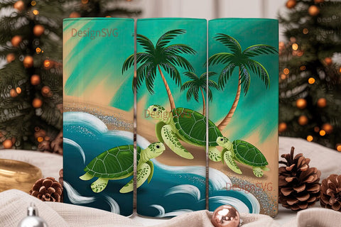 Tropical Sea Turtle Beach 20oz Tumbler Sublimation DesignSVG 