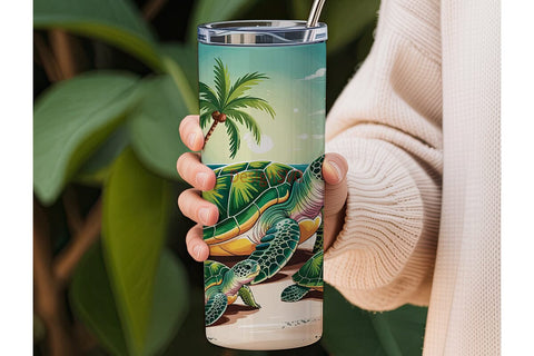 Tropical Sea Turtle Beach 20oz Tumbler Sublimation DesignSVG 