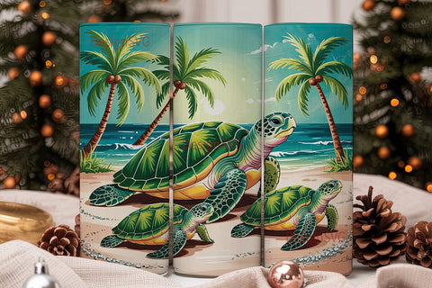 Tropical Sea Turtle Beach 20oz Tumbler Sublimation DesignSVG 