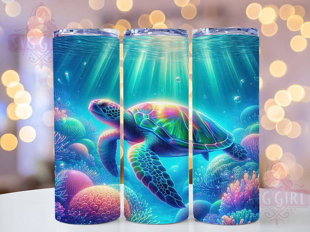 Tropical Sea Turtle Tumbler, Sea Turtle Design, Ocean Tumbler Art, 20Oz Sublimation Wrap, Tropical Sea Life, Turtle Theme Print, Tumbler Sublimation Sublimation SvggirlplusArt 