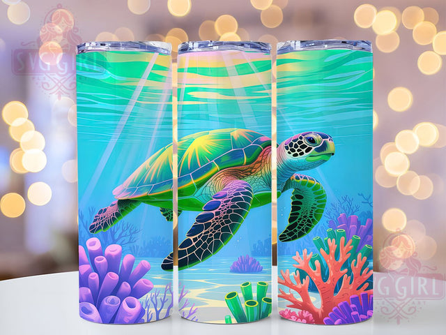 Tropical Sea Turtle Tumbler, Sea Turtle Design, Ocean Tumbler Art, 20Oz Sublimation Wrap, Tropical Sea Life, Turtle Theme Print, Tumbler Sublimation Sublimation SvggirlplusArt 