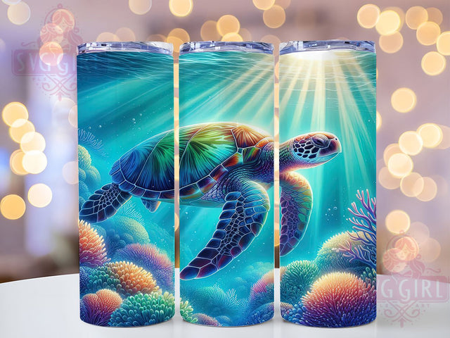 Tropical Sea Turtle Tumbler, Sea Turtle Design, Ocean Tumbler Art, 20Oz Sublimation Wrap, Tropical Sea Life, Turtle Theme Print, Tumbler Sublimation Sublimation SvggirlplusArt 