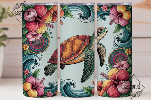 Tropical Sea Turtle Tumbler Wrap Sublimation sassyprint 