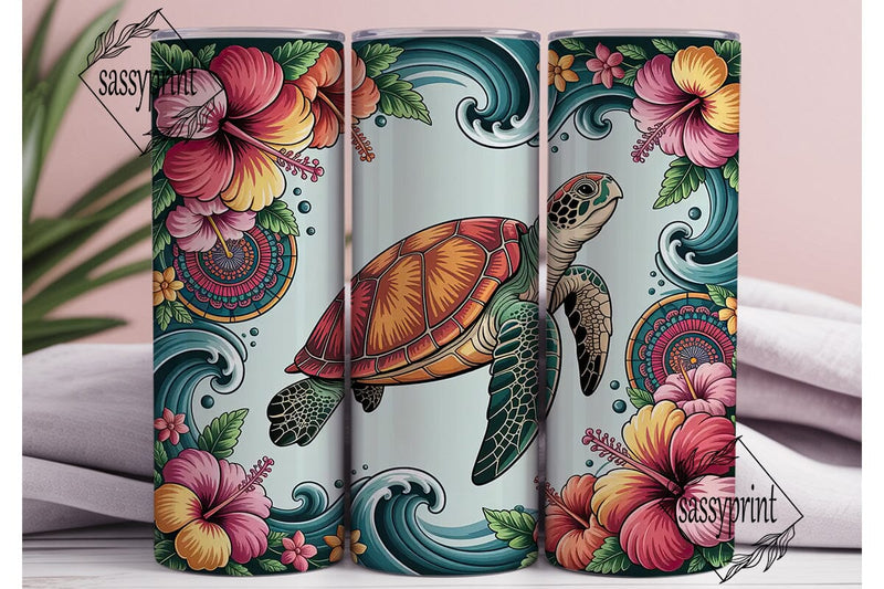 Tropical Sea Turtle Tumbler Wrap Sublimation sassyprint 