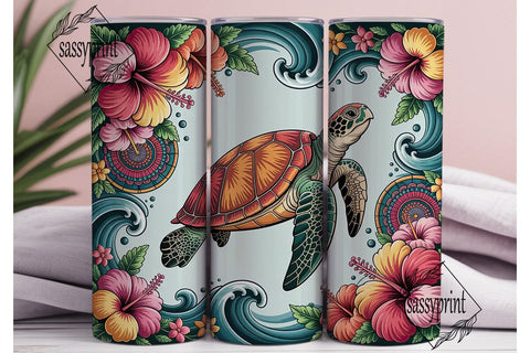 Tropical Sea Turtle Tumbler Wrap Sublimation sassyprint 
