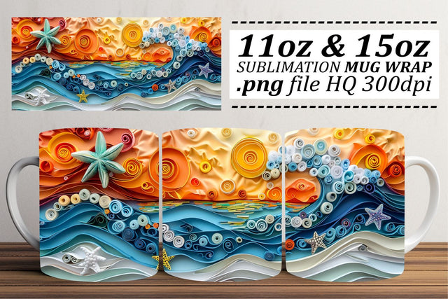 Tropical Seas Mug Wrap Sublimation 11oz 15oz Sublimation afrosvg 