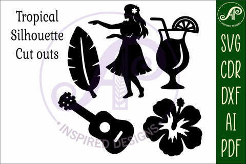 Tropical Silhouette Shapes, Summer Cut outs 1 SVG APInspireddesigns 