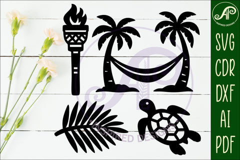 Tropical Silhouette Shapes, Summer Cut outs 2 SVG APInspireddesigns 