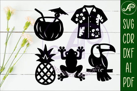Tropical Silhouette Shapes, Summer Cut outs 3 SVG APInspireddesigns 
