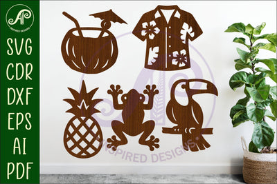 Tropical Silhouette Shapes, Summer Cut outs 3 SVG APInspireddesigns 