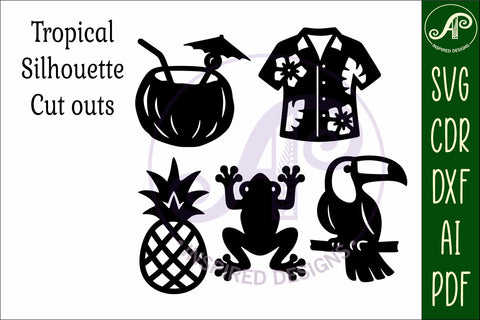 Tropical Silhouette Shapes, Summer Cut outs 3 SVG APInspireddesigns 