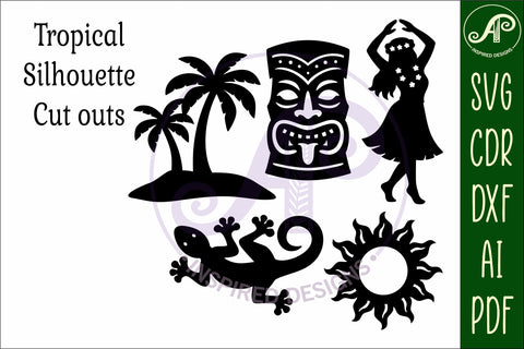 Tropical Silhouette Shapes, Summer Cut outs 4 SVG APInspireddesigns 