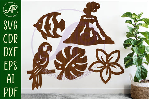 Tropical Silhouette Shapes, Summer Cut outs 5 SVG APInspireddesigns 