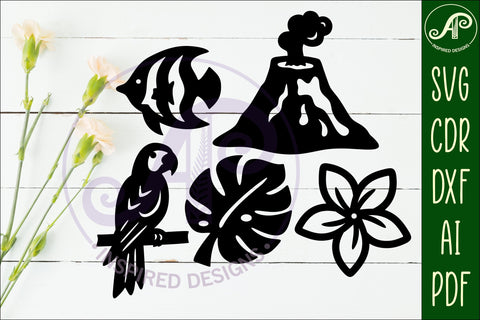 Tropical Silhouette Shapes, Summer Cut outs 5 SVG APInspireddesigns 
