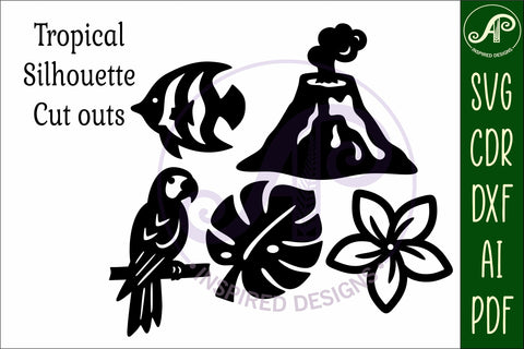 Tropical Silhouette Shapes, Summer Cut outs 5 SVG APInspireddesigns 