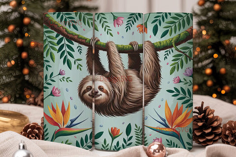 Tropical Sloth 20oz Tumbler Wrap Sublimation DesignSVG 