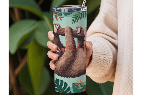 Tropical Sloth 20oz Tumbler Wrap Sublimation DesignSVG 