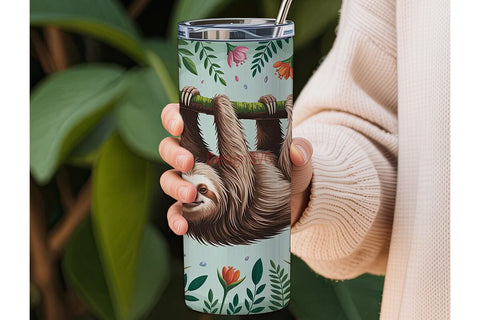 Tropical Sloth 20oz Tumbler Wrap Sublimation DesignSVG 