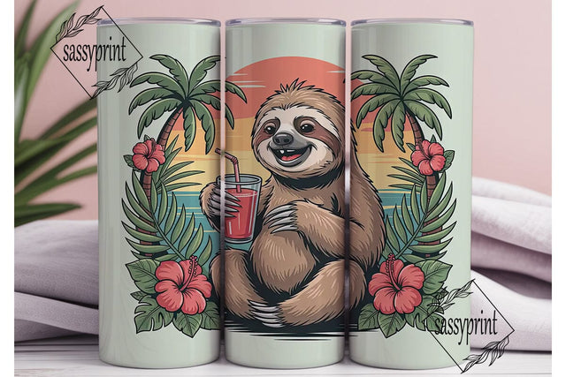 Tropical Sloth 20oz Tumbler Wrap Sublimation sassyprint 