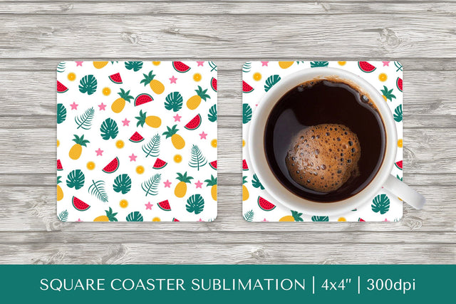 Tropical square coaster sublimation. Summer coaster PNG HS04 Sublimation LaBelezoka 