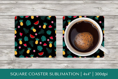 Tropical square coaster sublimation. Summer coaster PNG HS05 Sublimation LaBelezoka 