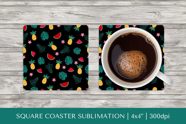 Tropical square coaster sublimation. Summer coaster PNG HS05 Sublimation LaBelezoka 