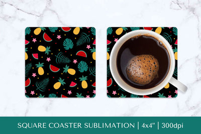 Tropical square coaster sublimation. Summer coaster PNG HS06 Sublimation LaBelezoka 