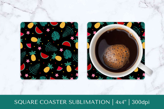 Tropical square coaster sublimation. Summer coaster PNG HS06 Sublimation LaBelezoka 