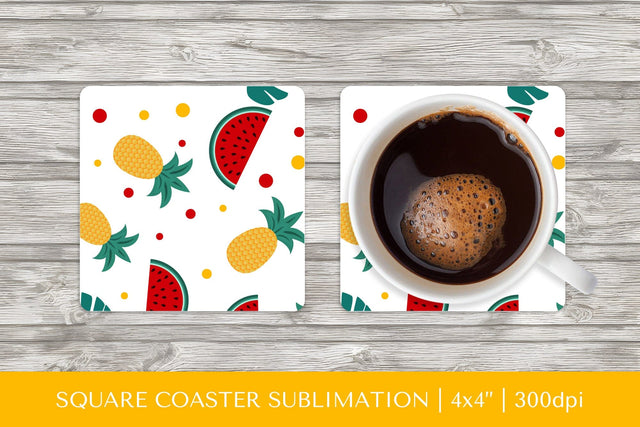 Tropical square coaster sublimation. Summer coaster PNG HS07 Sublimation LaBelezoka 