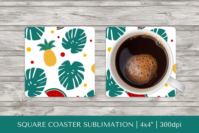 Tropical square coaster sublimation. Summer coaster PNG HS09 Sublimation LaBelezoka 