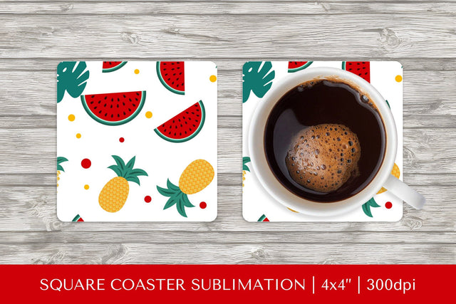 Tropical square coaster sublimation. Summer coaster PNG HS10 Sublimation LaBelezoka 