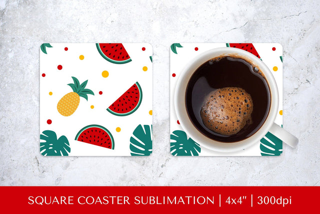 Tropical square coaster sublimation. Summer coaster PNG HS11 Sublimation LaBelezoka 