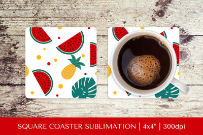Tropical square coaster sublimation. Summer coaster PNG HS14 Sublimation LaBelezoka 