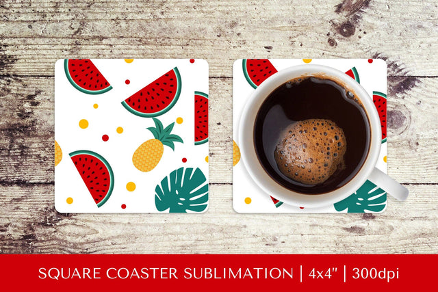 Tropical square coaster sublimation. Summer coaster PNG HS14 Sublimation LaBelezoka 