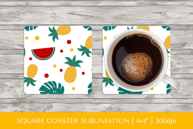 Tropical square coaster sublimation. Summer coaster PNG HS15 Sublimation LaBelezoka 