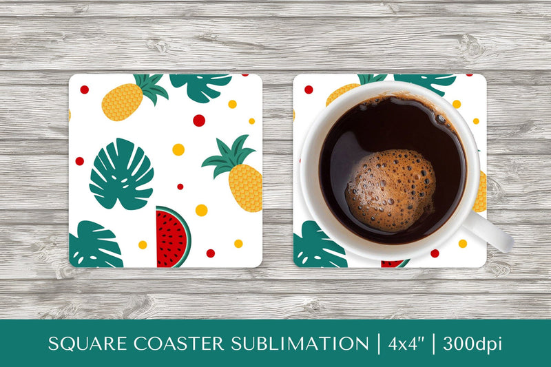 Tropical square coaster sublimation. Summer coaster PNG HS16 Sublimation LaBelezoka 