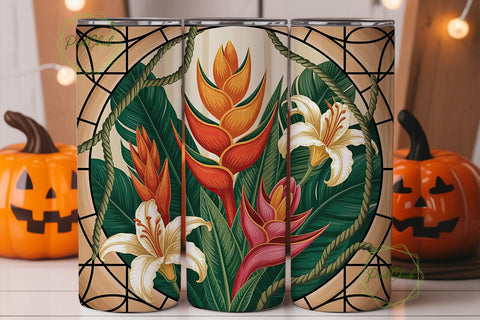 Tropical Stained Glass 20oz Tumbler Wrap Sublimation PixelChick 