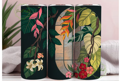 Tropical Stained Glass 20oz Tumbler Wrap Sublimation PixelChick 