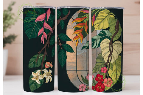 Tropical Stained Glass 20oz Tumbler Wrap Sublimation PixelChick 