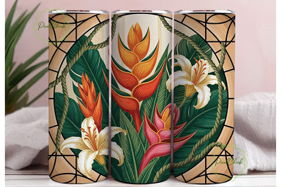 Tropical Stained Glass 20oz Tumbler Wrap Sublimation PixelChick 