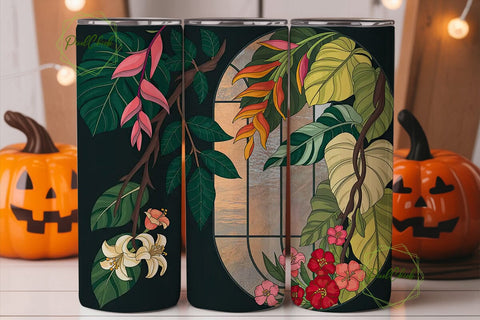Tropical Stained Glass 20oz Tumbler Wrap Sublimation PixelChick 