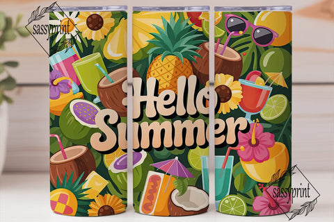 Tropical Summer 20oz Tumbler Wrap Sublimation sassyprint 