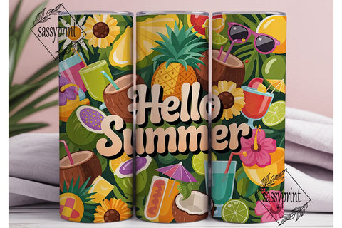Tropical Summer 20oz Tumbler Wrap Sublimation sassyprint 